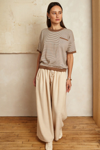 Load image into Gallery viewer, Oyun Modern Striped Tee in Light Mauve Stripe,