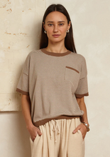Load image into Gallery viewer, Oyun Modern Striped Tee in Light Mauve Stripe,