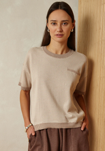 Load image into Gallery viewer, Oyun Modern Striped Tee in Light Mauve Stripe,