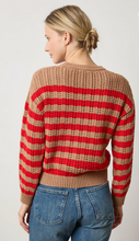 Load image into Gallery viewer, Lilla P Striped Stitch Sweater in Acorn Scarlet