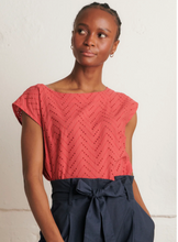 Load image into Gallery viewer, Emily and Finn Edna Chevron Broderie Rose Top