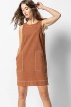 Load image into Gallery viewer, Lilla P Side Button Canvas Dress in Bronze