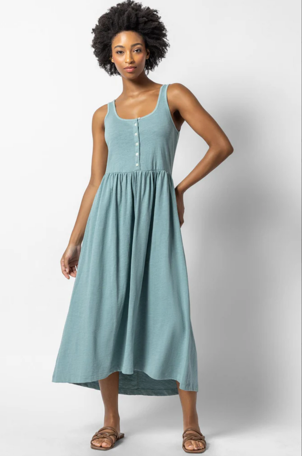 Lilla P High Low Maxi Tank Dress in Seagreen Tumbleweedboutique