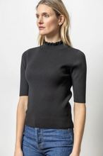 Load image into Gallery viewer, Lilla P Ruffle Mock Neck Sweater in Black