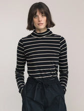 Load image into Gallery viewer, Beaumont Organic Pine Sue Organic Cotton Stripped Jersey in Black and Sand