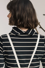 Load image into Gallery viewer, Beaumont Organic Pine Sue Organic Cotton Stripped Jersey in Black and Sand