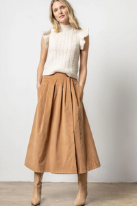 Lilla P Corduroy Wrap Skirt in Acorn