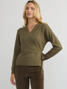 Margaret O'Leary Lilly Wrap Cardi in Olive