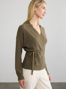 Margaret O'Leary Lilly Wrap Cardi in Olive