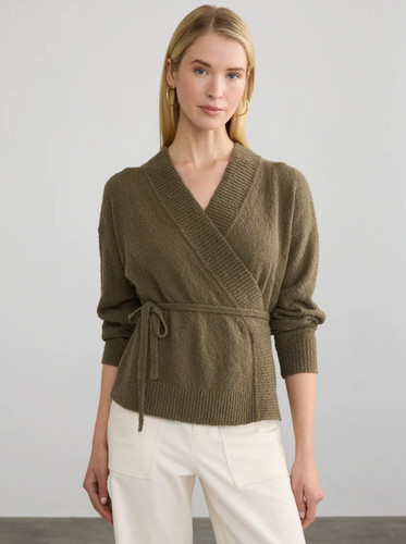 Margaret O'Leary Lilly Wrap Cardi in Olive