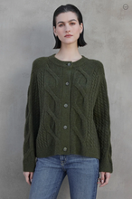 Load image into Gallery viewer, Velvet Beachwood Wool Blend Cardigan in Forest