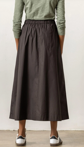 Lilla P Poplin Button Front Skirt in Expresso