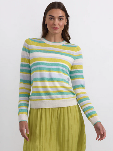 Margaret O'Leary Stripe Crew Neck in Mint Stripe