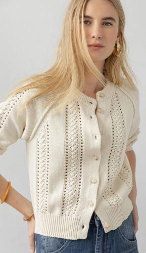 Lilla P 3/4 Sleeve Raglan Cardigan in Sand