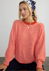 Margaret O'Leary Lolla Pullover in Tomato Stripe