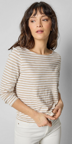 Lilla P 3/4 Sleeve Striped Boatneck Tee