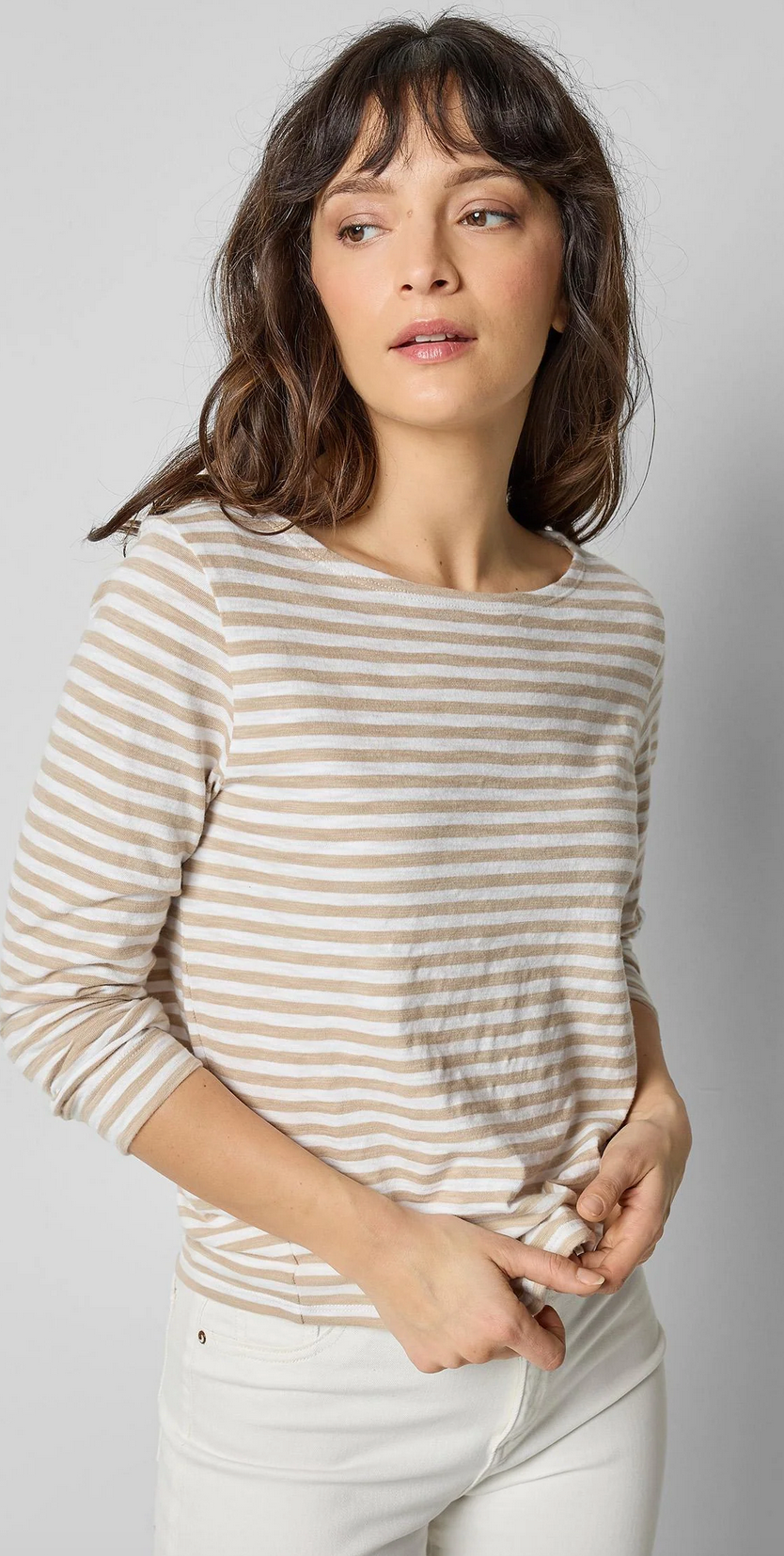 Lilla P 3/4 Sleeve Striped Boatneck Tee