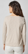Load image into Gallery viewer, Lilla P 3/4 Sleeve Striped Boatneck Tee