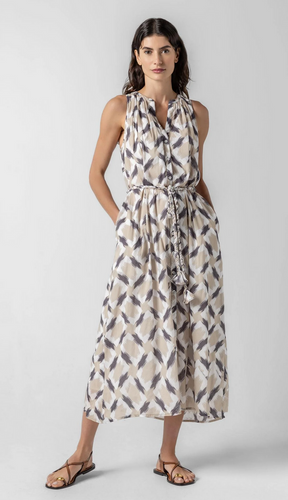 Lilla P Split Neck Belted Maxi Dress