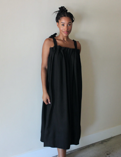 NaNin Toni Wooven Silk Dress in Black
