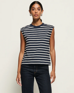 Nation Marina Muscle Tee in Navy Playa Stripe