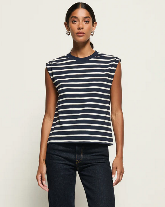 Nation Marina Muscle Tee in Navy Playa Stripe