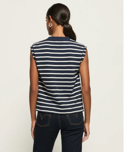 Nation Marina Muscle Tee in Navy Playa Stripe