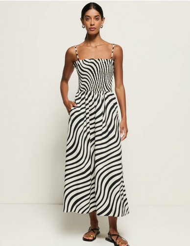 Nation Sibelle Smocked Midi Swirl Dress in Print