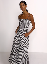 Load image into Gallery viewer, Nation Sibelle Smocked Midi Swirl Dress in Print