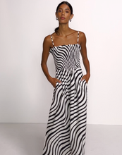 Load image into Gallery viewer, Nation Sibelle Smocked Midi Swirl Dress in Print
