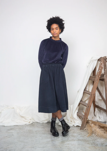 Beaumont Organic Alma Corduroy Skirt in Navy