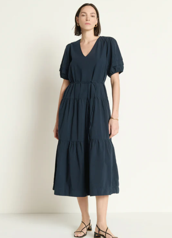 Adélie Dark Navy Nation Adele Midi Dress in Navy Night Sky – Tumbleweedboutique.com