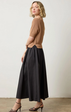 Load image into Gallery viewer, Velvet Mixed Media Dress in Acorn and Black