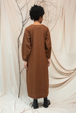 Load image into Gallery viewer, Beaumont Organic Gale-Leigh Recycled Cotton Denim Dress in Bark Brown