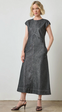 Load image into Gallery viewer, Lilla P Metallic Seamed Maxi Dress in Silver Denim