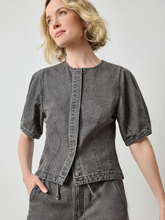 Load image into Gallery viewer, Lilla P Denim Full Sleeve Seamed Top in Grey