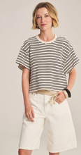 Load image into Gallery viewer, Velvet Brissa Vintage Stripe Terry Tee in Natural and Navy