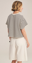 Load image into Gallery viewer, Velvet Brissa Vintage Stripe Terry Tee in Natural and Navy