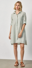 Load image into Gallery viewer, Lilla P Striped Shirtdress in Pool Stripes
