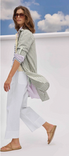 Load image into Gallery viewer, Lilla P Striped Shirtdress in Pool Stripes