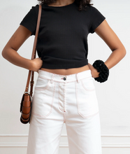 Load image into Gallery viewer, Loup Simone Wide Crop Pant - White &amp; Red