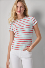 Load image into Gallery viewer, Lilla P Striped Short Sleeve Tee in Seabreeze Stripe