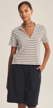 Load image into Gallery viewer, Velvet Perrin Yarn Dye Stripe Cotton Jersey in Natural/Navy