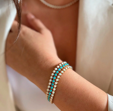 Load image into Gallery viewer, Elizabeth Stone Tennis Bracelet in Blue Opal