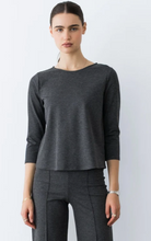 Load image into Gallery viewer, Ripley Rader Ponte Knit 3/4 Sleeve Top Charcoal
